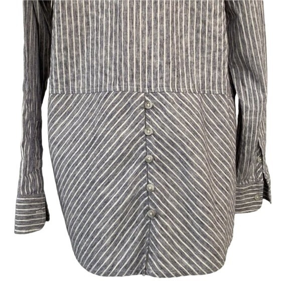 Lucky Brand Striped Button Up Tunic Shirt Long Sleeve Cotton Chest Pocket - Picture 8 of 16